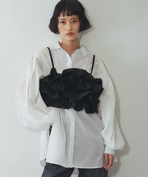 ANOTHER S（アナザーエス）の「ボリュームフリル重ねビスチェ（シャツ/ブラウス・レディース・アイボリー/ブラック・FREE）」の3枚目の写真