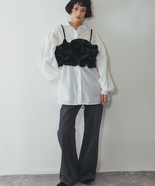 ANOTHER S（アナザーエス）の「ボリュームフリル重ねビスチェ（シャツ/ブラウス・レディース・アイボリー/ブラック・FREE）」の16枚目の写真