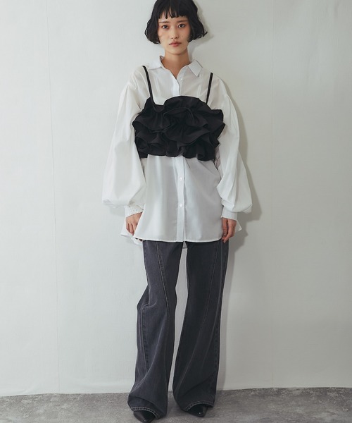 ANOTHER S（アナザーエス）の「ボリュームフリル重ねビスチェ（シャツ/ブラウス・レディース・アイボリー/ブラック・FREE）」の7枚目の写真