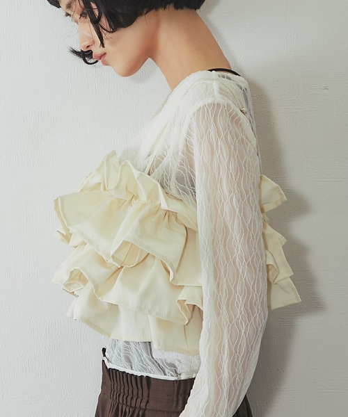 ANOTHER S（アナザーエス）の「ボリュームフリル重ねビスチェ（シャツ/ブラウス・レディース・アイボリー/ブラック・FREE）」の22枚目の写真