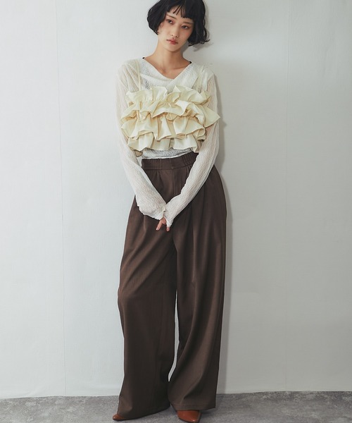 ANOTHER S（アナザーエス）の「ボリュームフリル重ねビスチェ（シャツ/ブラウス・レディース・アイボリー/ブラック・FREE）」の19枚目の写真