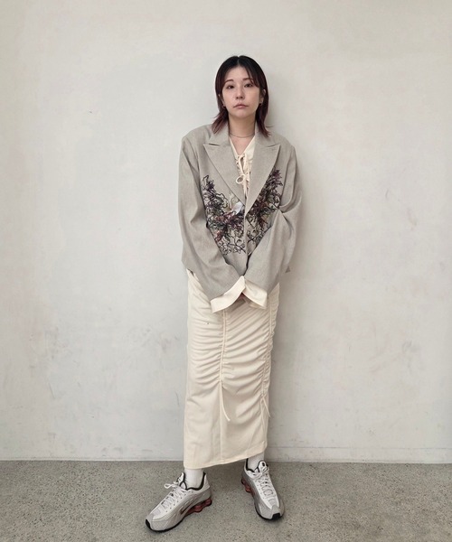 Ameri（アメリ）の「PIXEL FLOWER PRINT SHORT JACKET（テーラードジャケット・レディース・ブラック/ベージュ・SMALL/MEDIUM）」の16枚目の写真