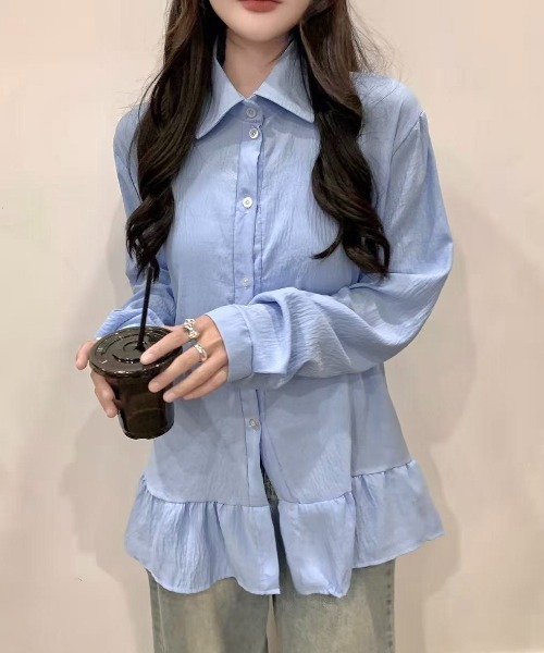 LADY LIKE(レディライク)の「【春夏新作】ギャザー切り替えふんわりシャツ(シャツ/ブラウス・レディース・サックスブルー/ホワイト・M)」の2枚目の写真