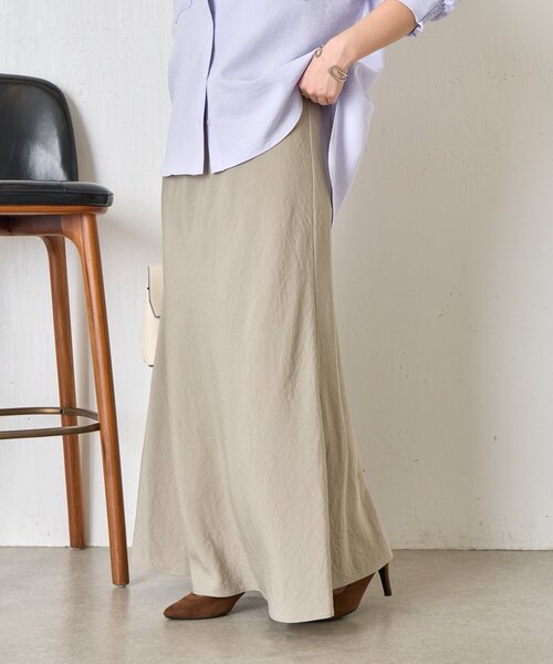 Jena espace merveilleux（ジェナ　エスパスメルヴェイユ）の「【軽やかロング】レーヨンナイロンロングスカート（スカート・レディース・ブラック/アイボリー/グレー・FREE）」の3枚目の写真