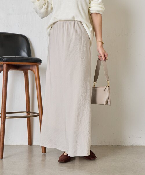 Jena espace merveilleux（ジェナ　エスパスメルヴェイユ）の「【軽やかロング】レーヨンナイロンロングスカート（スカート・レディース・ブラック/アイボリー/グレー・FREE）」の10枚目の写真