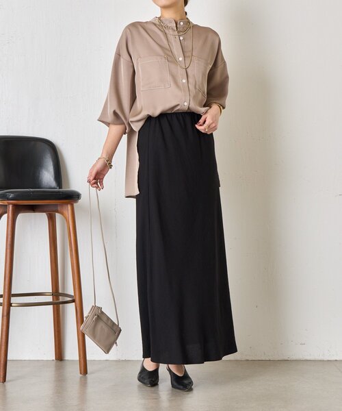 Jena espace merveilleux（ジェナ　エスパスメルヴェイユ）の「【軽やかロング】レーヨンナイロンロングスカート（スカート・レディース・ブラック/アイボリー/グレー・FREE）」の15枚目の写真