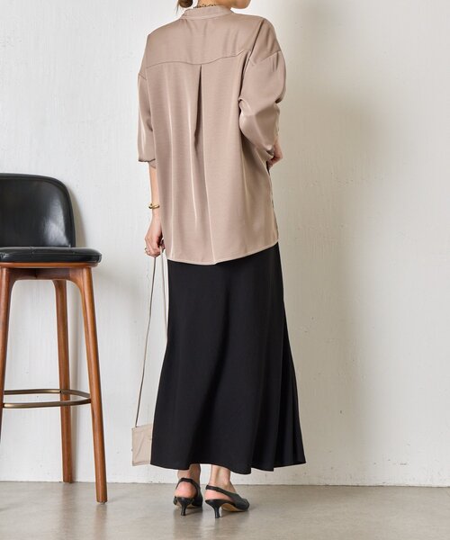 Jena espace merveilleux（ジェナ　エスパスメルヴェイユ）の「【軽やかロング】レーヨンナイロンロングスカート（スカート・レディース・ブラック/アイボリー/グレー・FREE）」の17枚目の写真