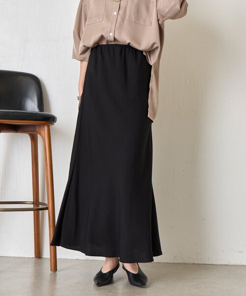 Jena espace merveilleux（ジェナ　エスパスメルヴェイユ）の「【軽やかロング】レーヨンナイロンロングスカート（スカート・レディース・ブラック/アイボリー/グレー・FREE）」の18枚目の写真