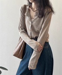 ボーダーカットソーカーディガン