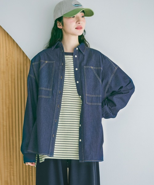 niko and...（ニコアンド）の「袖リブステッチデニムシャツ（シャツ/ブラウス・レディース・インディゴブルー・MEDIUM/LARGE）」の17枚目の写真