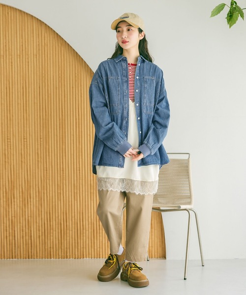 niko and...（ニコアンド）の「袖リブステッチデニムシャツ（シャツ/ブラウス・レディース・インディゴブルー・MEDIUM/LARGE）」の7枚目の写真