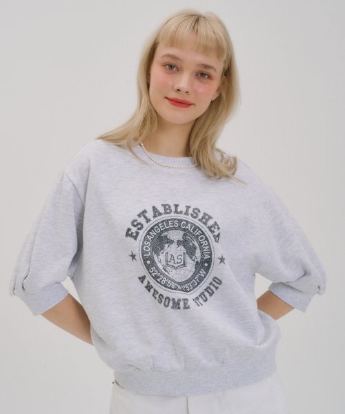 AWESOME STUDIO（オーサムスタジオ）の「アースクラックロゴ半袖スウェットシャツホワイトグレー（スウェット・レディース・その他・FREE）」の3枚目の写真