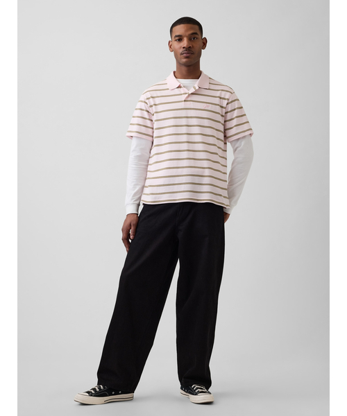 GAP（ギャップ）の「リラックスフィット ピケ クロップド ポロシャツ（ポロシャツ・メンズ・ブラック/チャコールグレー/ブルー/ネイビー/ホワイト/ピンク・XL/L/M/S/XS）」の7枚目の写真