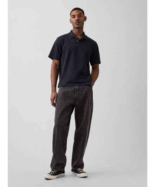 GAP（ギャップ）の「リラックスフィット ピケ クロップド ポロシャツ（ポロシャツ・メンズ・ブラック/チャコールグレー/ブルー/ネイビー/ホワイト/ピンク・XL/L/M/S/XS）」の9枚目の写真