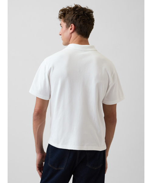 GAP（ギャップ）の「リラックスフィット ピケ クロップド ポロシャツ（ポロシャツ・メンズ・ブラック/チャコールグレー/ブルー/ネイビー/ホワイト/ピンク・XL/L/M/S/XS）」の14枚目の写真