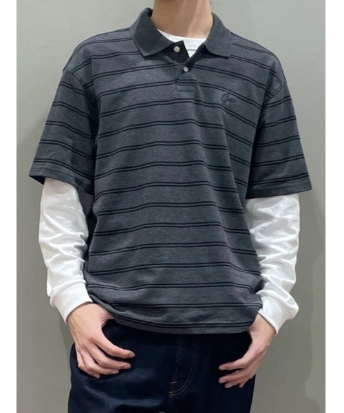 GAP（ギャップ）の「Gapロゴ リラックスフィット ピケ クロップド ポロシャツ（ポロシャツ・メンズ・ブラック/チャコールグレー/ブルー/ネイビー/ホワイト/ピンク/ブラウン・XL/L/M/S/XS）」の18枚目の写真