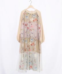 iS ScoLar（イズスカラー）の「561215：クラシカル花柄チュール重ねワンピース（ワンピース）」