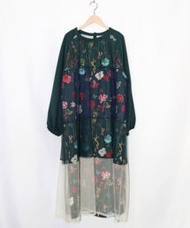 iS ScoLar（イズスカラー）の「561215：クラシカル花柄チュール重ねワンピース（ワンピース）」