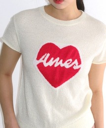 A'GEM/9 × .kom 『AMESWORLDWIDE/アメスワールドワイド』HEART SHORT SLEEVE KNIT/ハートショートスリーブニット