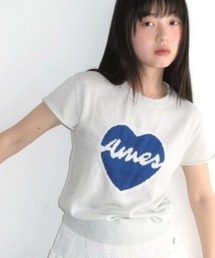 A'GEM/9 × .kom 『AMESWORLDWIDE/アメスワールドワイド』HEART SHORT SLEEVE KNIT/ハートショートスリーブニット