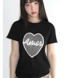 A'GEM/9 × .kom 『AMESWORLDWIDE/アメスワールドワイド』HEART SHORT SLEEVE KNIT/ハートショートスリーブニット