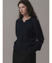 Daub button collar knit (navy)