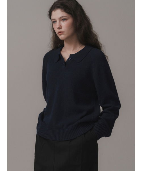 THEMITTEN(ザ・ミトン)の「Daub button collar knit (navy)(ニット/セーター・レディース・その他・FREE)」の1枚目の写真