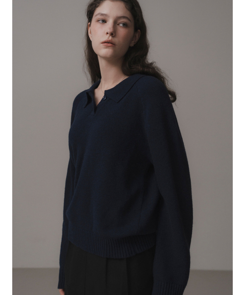 THEMITTEN(ザ・ミトン)の「Daub button collar knit (navy)(ニット/セーター・レディース・その他・FREE)」の2枚目の写真