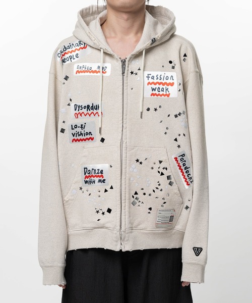 MIHARAYASUHIRO(ミハラヤスヒロ)の「【MIHARAYASUHIRO/ミハラヤスヒロ】EMBELLISHED STICKER PARKA(パーカー・メンズ・ホワイト/ブラック・46/44)」の4枚目の写真