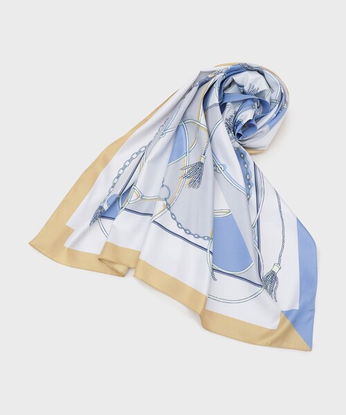 OPAQUE.CLIP(オペークドットクリップ)の「タッセル柄大判ストール(ストール/ショール・レディース・ブルー/ブラック・00)」の2枚目の写真