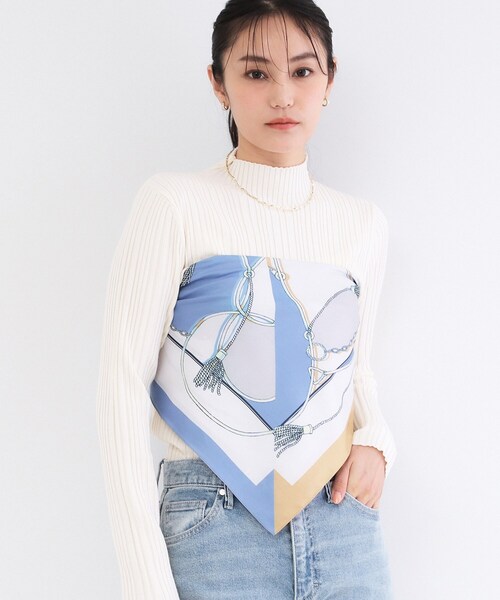 OPAQUE.CLIP(オペークドットクリップ)の「タッセル柄大判ストール(ストール/ショール・レディース・ブルー/ブラック・00)」の7枚目の写真