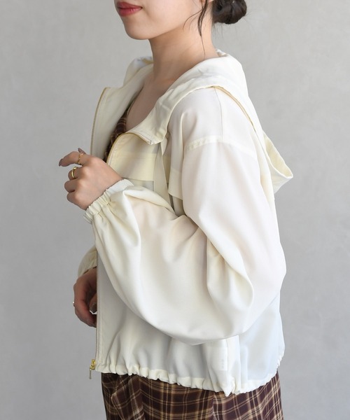 31 Sons de mode（トランテアン　ソン　ドゥ　モード）の「2026春夏新作 フードシアーブルゾン（ブルゾン・レディース・オフホワイト/ピンク/ブラウン・ﾌﾘ-）」の8枚目の写真