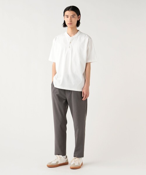 BEAMS HEART(ビームスハート)の「【ユニセックス】スキッパー ヘンリーネック Tシャツ(接触冷感)(Tシャツ/カットソー・メンズ・ホワイト/ブラック・L/M/S/XL)」の4枚目の写真