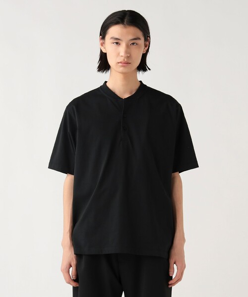 BEAMS HEART(ビームスハート)の「【ユニセックス】スキッパー ヘンリーネック Tシャツ(接触冷感)(Tシャツ/カットソー・メンズ・ホワイト/ブラック・L/M/S/XL)」の2枚目の写真