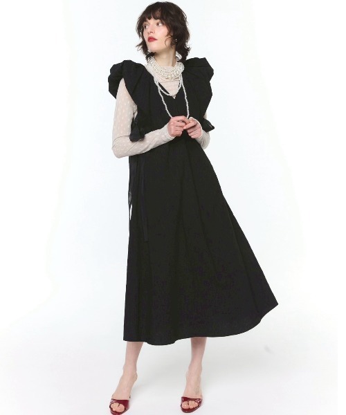 ワンピース Side Open llic Dress SIDE RIBBON VNECK DRESS（サイドリボンVネックドレス）（ワンピース