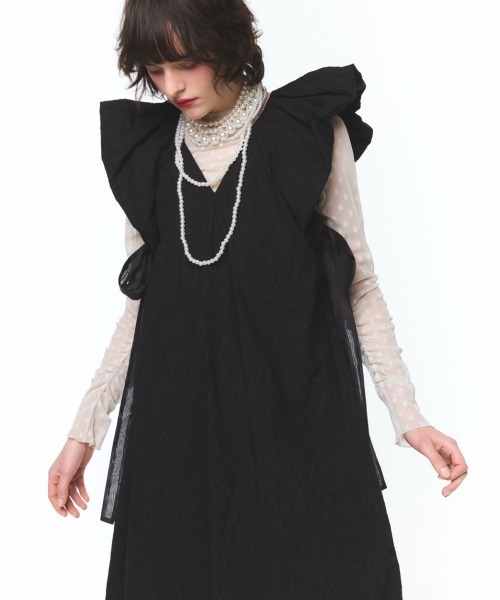 SIDE RIBBON VNECK DRESS（サイドリボンVネックドレス）（ワンピース