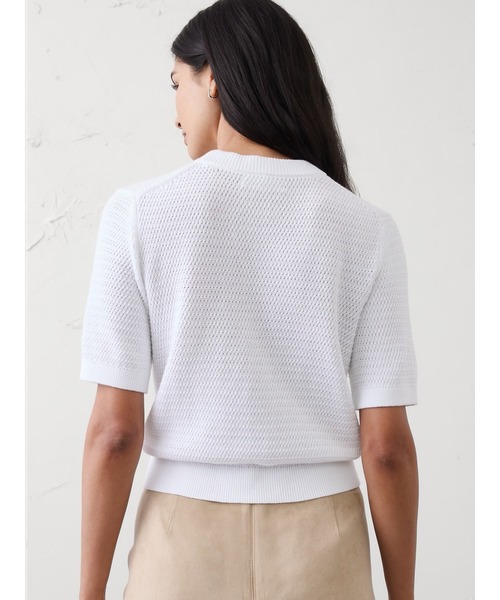 BANANA REPUBLIC FACTORY STORE（バナナリパブリック ファクトリーストア）の「BANANA REPUBLIC FACTORY STORE　　テクスチャーステッチ クロップド セーター（ニット/セーター・レディース・ホワイト/グリーン/ネイビー・M/XS/L/S）」の4枚目の写真