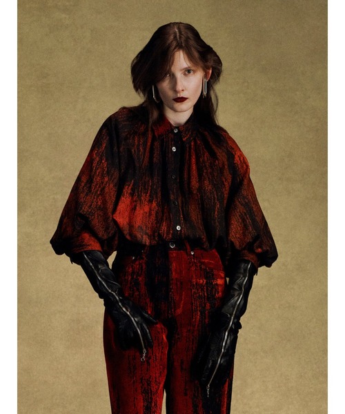 JOHN LAWRENCE SULLIVAN（ジョンローレンスサリバン）の「ALL OVER PRINT BALLOON SLEEVE BLOUSE（シャツ/ブラウス・レディース・オレンジ・MEDIUM）」の3枚目の写真