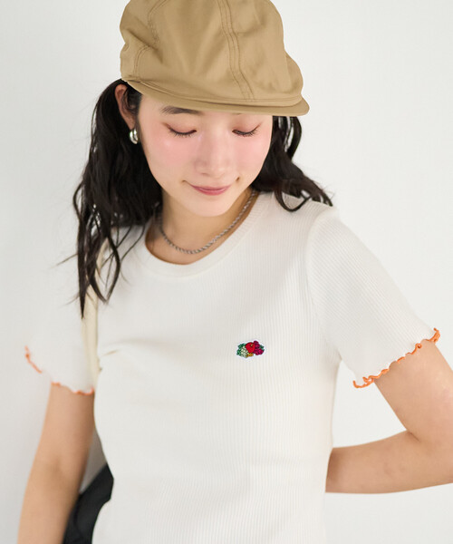 FREAK'S STORE(フリークスストア)の「FRUIT OF THE LOOM × FREAK'S STORE/フルーツオブザルーム 別注 配色メロー リブ半袖Tシャツ(Tシャツ/カットソー・レディース・レモンイエロー/オフホワイト/チャコールグレー/ネイビー/ピンク系その他・フリ-)」の2枚目の写真