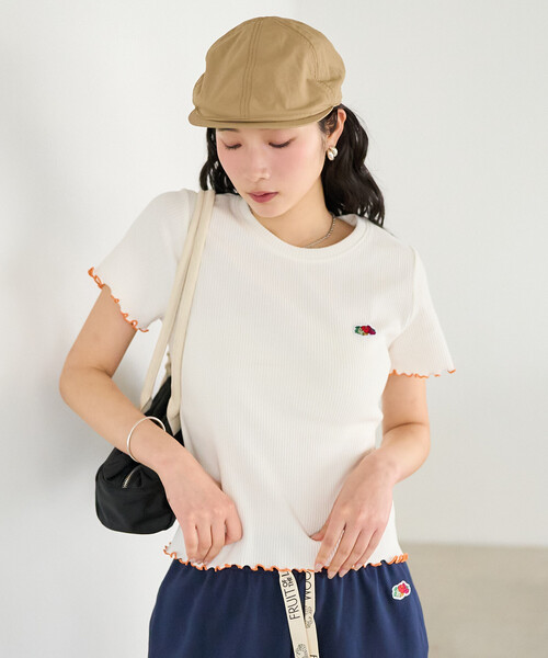 FREAK'S STORE(フリークスストア)の「FRUIT OF THE LOOM × FREAK'S STORE/フルーツオブザルーム 別注 配色メロー リブ半袖Tシャツ(Tシャツ/カットソー・レディース・レモンイエロー/オフホワイト/チャコールグレー/ネイビー/ピンク系その他・フリ-)」の13枚目の写真