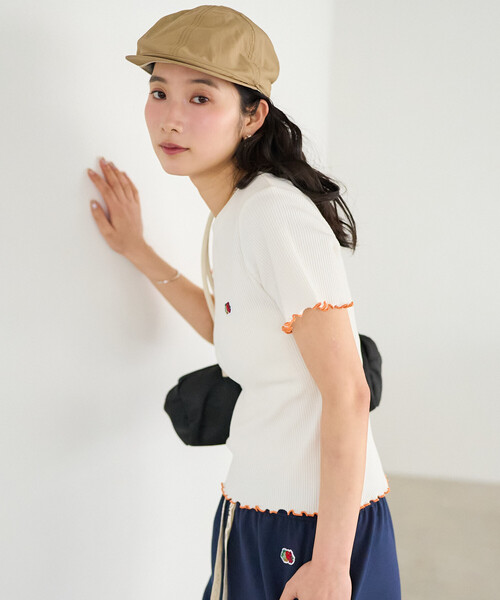 FREAK'S STORE(フリークスストア)の「FRUIT OF THE LOOM × FREAK'S STORE/フルーツオブザルーム 別注 配色メロー リブ半袖Tシャツ(Tシャツ/カットソー・レディース・レモンイエロー/オフホワイト/チャコールグレー/ネイビー/ピンク系その他・フリ-)」の14枚目の写真