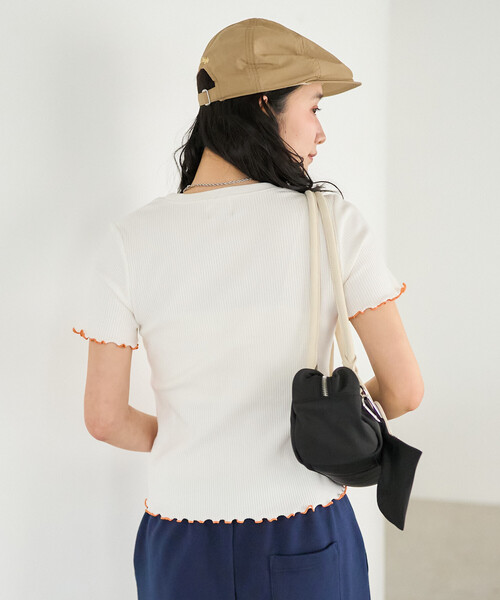 FREAK'S STORE(フリークスストア)の「FRUIT OF THE LOOM × FREAK'S STORE/フルーツオブザルーム 別注 配色メロー リブ半袖Tシャツ(Tシャツ/カットソー・レディース・レモンイエロー/オフホワイト/チャコールグレー/ネイビー/ピンク系その他・フリ-)」の15枚目の写真