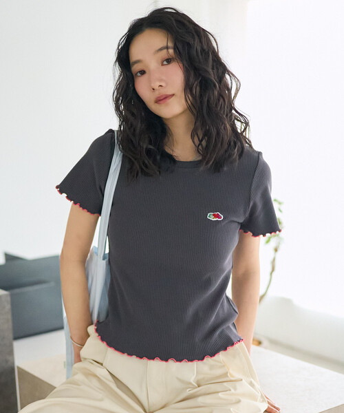 FREAK'S STORE(フリークスストア)の「FRUIT OF THE LOOM × FREAK'S STORE/フルーツオブザルーム 別注 配色メロー リブ半袖Tシャツ(Tシャツ/カットソー・レディース・レモンイエロー/オフホワイト/チャコールグレー/ネイビー/ピンク系その他・フリ-)」の22枚目の写真