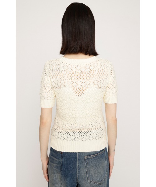 SLY(スライ)の「BUTTON DIARY BOUCLE KNIT ボタンダイアリーブークレーニット 春服 夏服(ニット/セーター・レディース・グリーン/アイボリー/ブラック・FREE)」の7枚目の写真