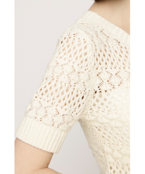 SLY(スライ)の「BUTTON DIARY BOUCLE KNIT ボタンダイアリーブークレーニット 春服 夏服(ニット/セーター・レディース・グリーン/アイボリー/ブラック・FREE)」の8枚目の写真