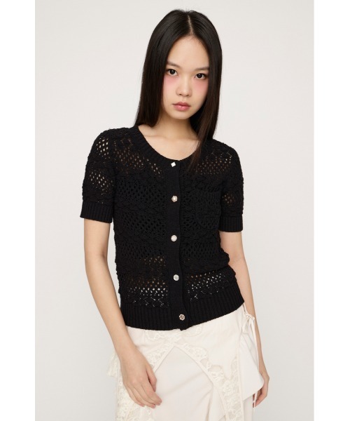 SLY(スライ)の「BUTTON DIARY BOUCLE KNIT ボタンダイアリーブークレーニット 春服 夏服(ニット/セーター・レディース・グリーン/アイボリー/ブラック・FREE)」の10枚目の写真