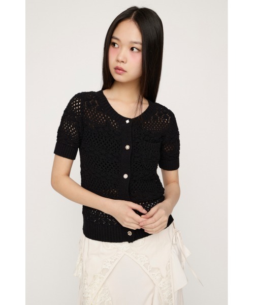 SLY(スライ)の「BUTTON DIARY BOUCLE KNIT ボタンダイアリーブークレーニット 春服 夏服(ニット/セーター・レディース・グリーン/アイボリー/ブラック・FREE)」の12枚目の写真