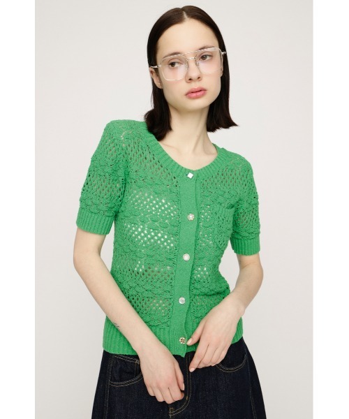 SLY(スライ)の「BUTTON DIARY BOUCLE KNIT ボタンダイアリーブークレーニット 春服 夏服(ニット/セーター・レディース・グリーン/アイボリー/ブラック・FREE)」の16枚目の写真