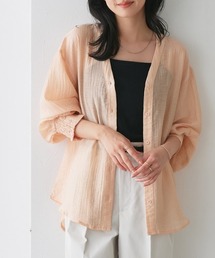 【TVスタイリスト りささんコラボアイテム】デザインノーカラーシアーシャツ