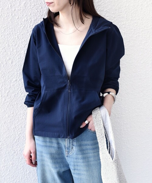 SHIPS Colors(シップス カラーズ)の「SHIPS Colors:〈UVカット・吸水速乾・抗菌防臭〉サーパスウェーブ パーカー◇(ブルゾン・レディース・ベージュ/ネイビー/ライトグレー/ライトブルー・ONE SIZE)」の4枚目の写真
